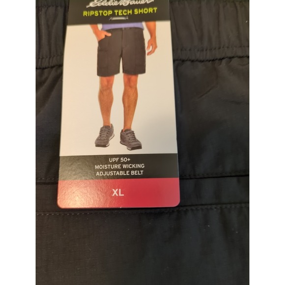 Eddie Bauer Ripstop Moisture Wicking  Elastic Waist Blk Shorts Size XL NEW W/Tag - Picture 7 of 11